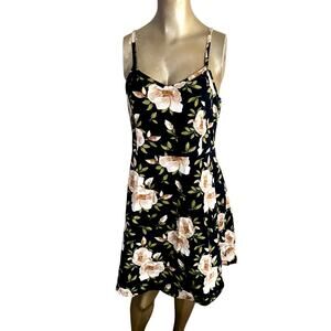 Faded Glory Large 12-14 Mini Dress Black Cream Whimsigoth Boho Festival